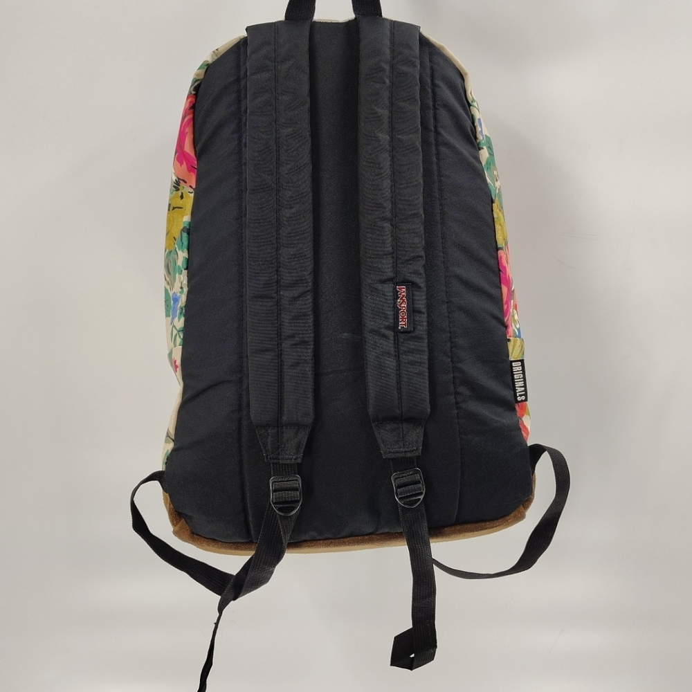 Jansport Right Pack Expressions Backpack Student Floral Coated Canvas Suede Lg - Picture 6 of 11